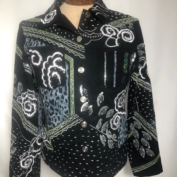 - - Womens Decorative Black Jacket. Size 10. - Picture 2 of 9